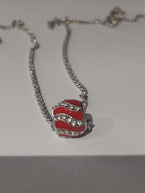 Pink Snow Ball European Charm Beads Necklace - Ref3