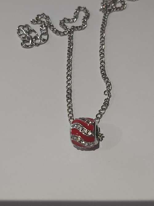 Pink Snow Ball European Charm Beads Necklace - Ref3