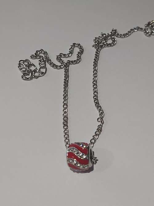 Pink Snow Ball European Charm Beads Necklace - Ref3