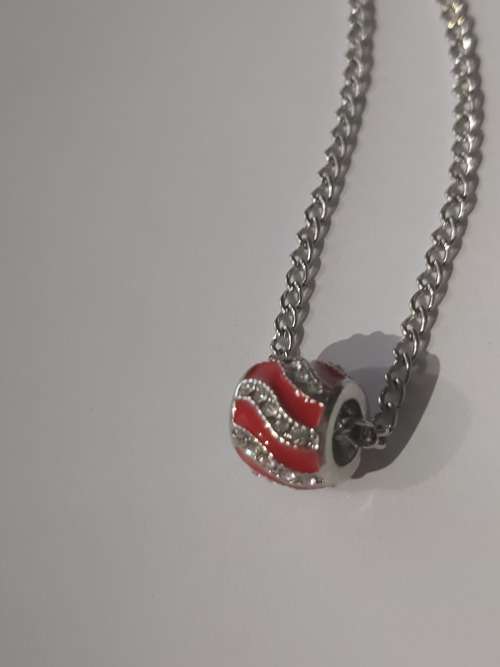 Pink Snow Ball European Charm Beads Necklace - Ref3