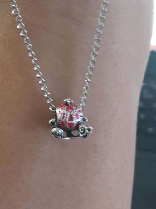 Princess Belle Red Pumpkin Chariot Charm Beads Pendant & Necklace