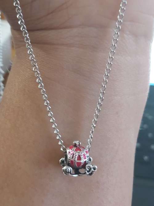 Princess Belle Red Pumpkin Chariot Charm Beads Pendant & Necklace