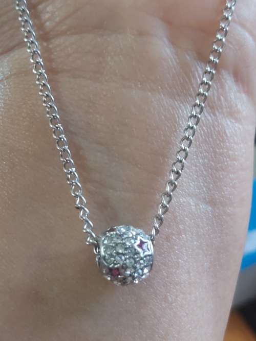 White Crystal Ball Charm Pendant with Necklace