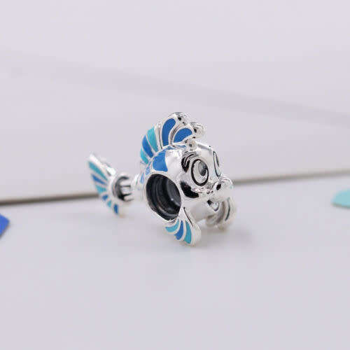 Silver Blue Fish Bead Suit Charms Bracelet