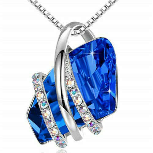Blue Crystal White Zircon Necklace Jewelry