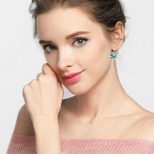 Silver Crystal Zircon Love Stud Earring Ref 13b