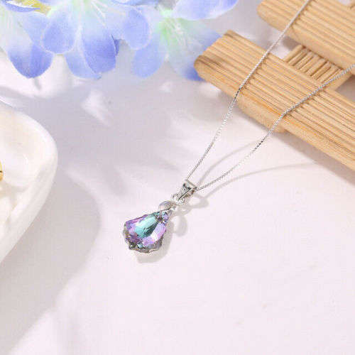 Silver Zircon Love Pendant Necklace Jewelry Ref9