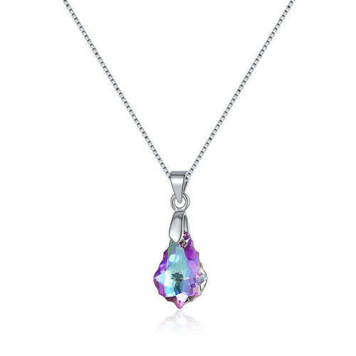 Silver Zircon Love Pendant Necklace Jewelry Ref9
