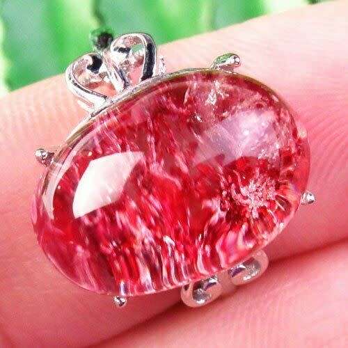 Red Phantom Quartz Wrapped Copper Adjustable Ring D00508