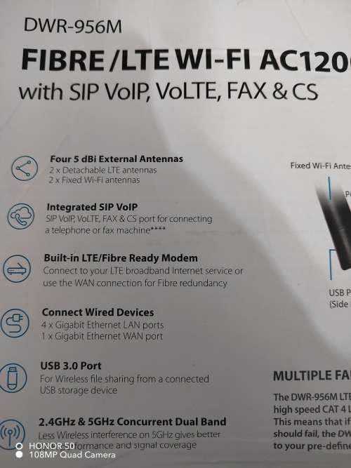 D-LINK DWR-956M 4G LTe router (It take a sim card)