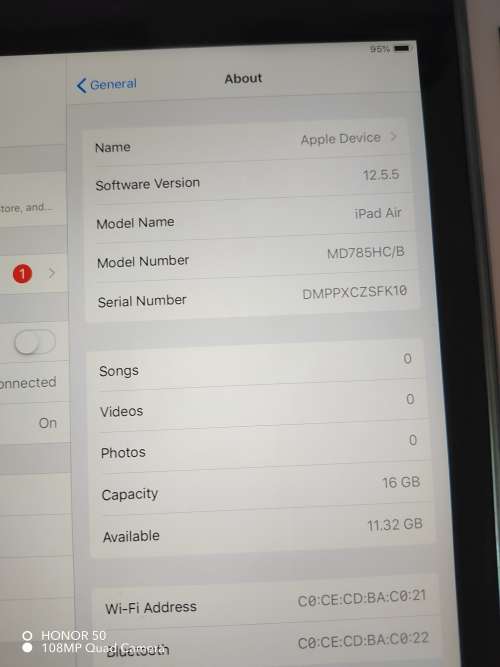 IPAD AIR - 16GIG - WHITE - WIFI ONLY, NEVER BEEN REPAIRED