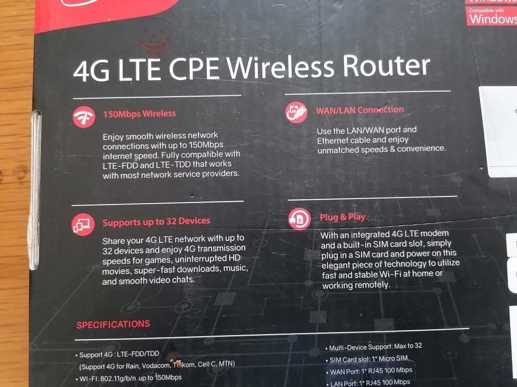 ULTRA-LINK 3G/4G Wireless LTE 150Mbps WiFi Router - White