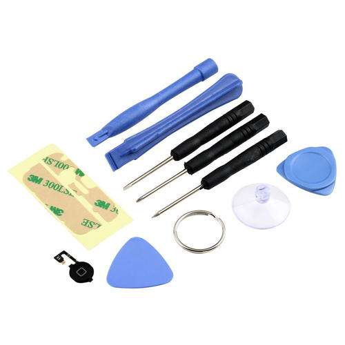 Home Button Flex Cable Black Key Cap Assembly + Repair Tools for iPhone 4 ONLY