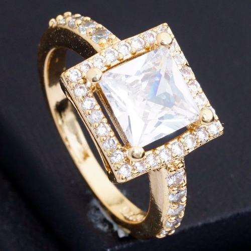 18K Gold Filled Shiny Ring White Cubic Zircon Size 8