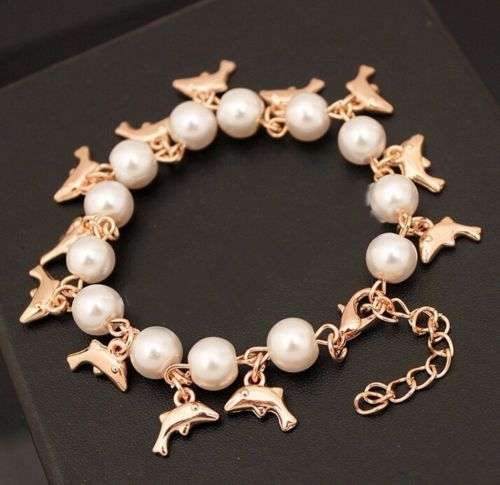 9K Rose Gold Filled Dolphin Shape Chain Bracelet