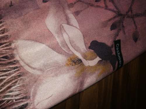 Cashmere feel,  soft quality, shades of dusty Pinks floral