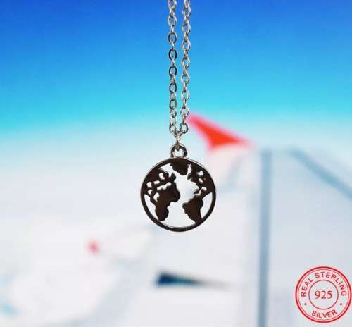 Sterling Silver World Map pendant and chain