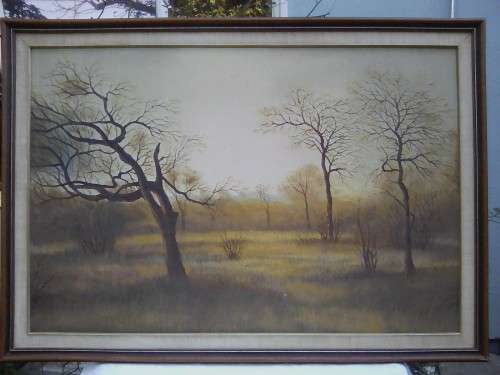 LARGE OIL PAINTING, D. CURTIS
