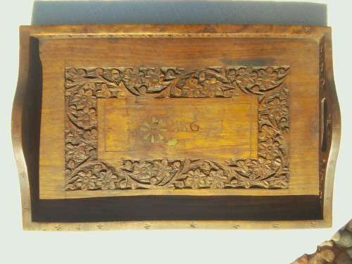 BEAUTIFUL WOODEN TRAY 32.3CM X 21.5CM