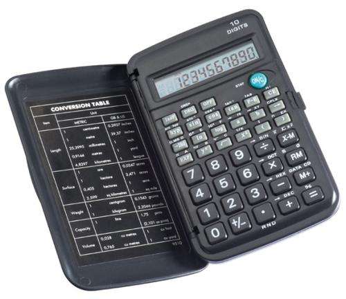 SCIENTIFIC CALCULATOR - 10 Digits, Conversion Table in a Hard Shell - "Sin, Cos & Tan."