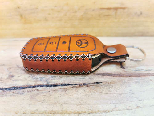 Genuine Veg Tan Leather Key Cover for Toyota Fortuner