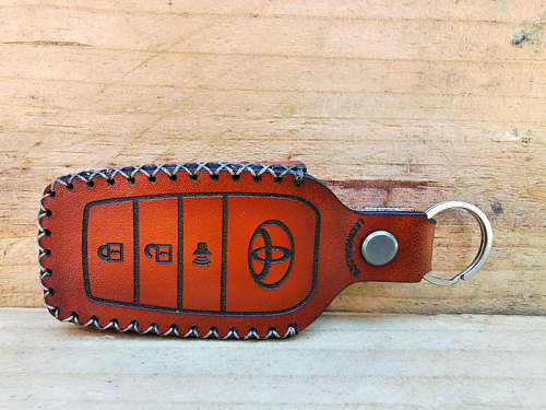 Genuine Veg Tan Leather Key Cover for Toyota Fortuner