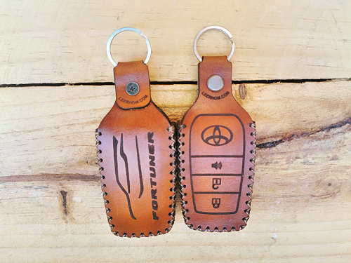 Genuine Veg Tan Leather Key Cover for Toyota Fortuner
