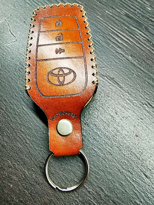 Genuine Veg Tan Leather Key Cover for Toyota Fortuner