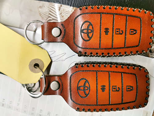 Genuine Veg Tan Leather Key Cover for Toyota Fortuner