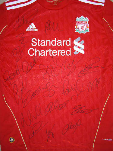Liverpool signed squad shirt with c.o.a