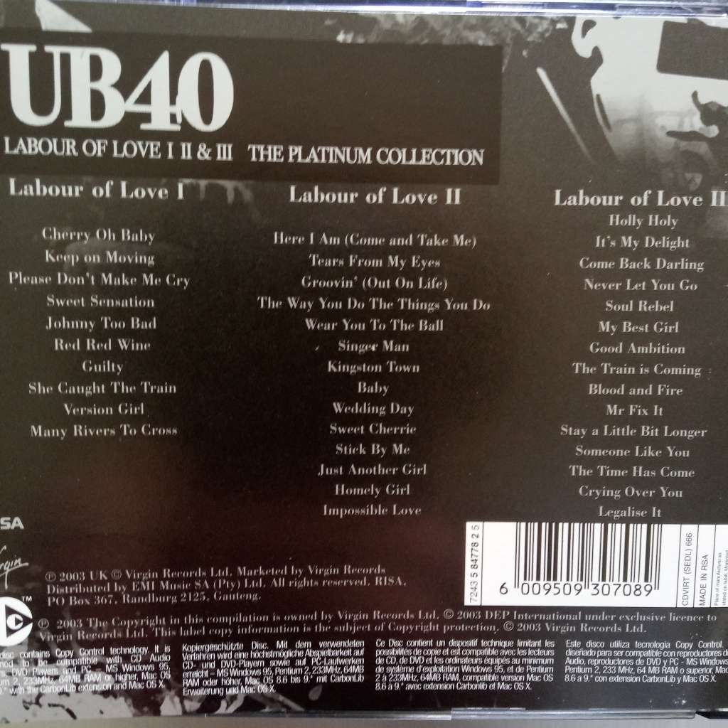 UB40 (CD) Labour of Love I/II/III The Platinum Collection
