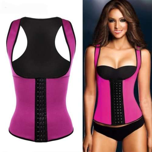 Hot!! Body Shaper Waist Training Corset Latex Vest XL (12) Pink