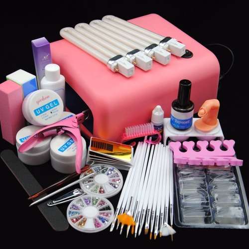 COMPLETE UV GEL NAIL KIT SET WITH 36W WHITE UV LAMP MACHINE - LOWEST SHIPPING!!!