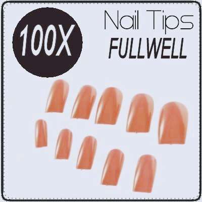 100x Nude / Peach FULL Nails Gel Acrylic Tips in case