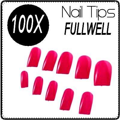 100x Pink FULL Nails Gel Acrylic Tips in case