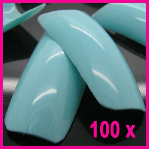 100x Baby Blue Nail Gel Acrylic French Art Tips