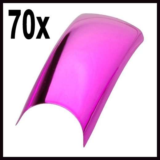 70x Hot Pink Metallic French Nails Tips