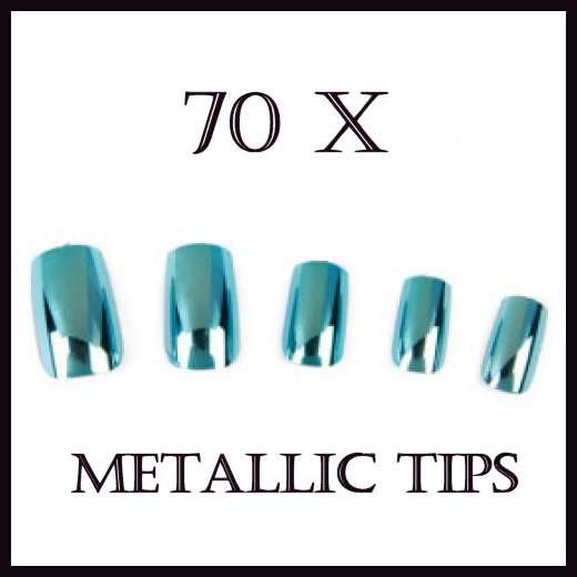 70x Metallic Blue Full Nails Tips
