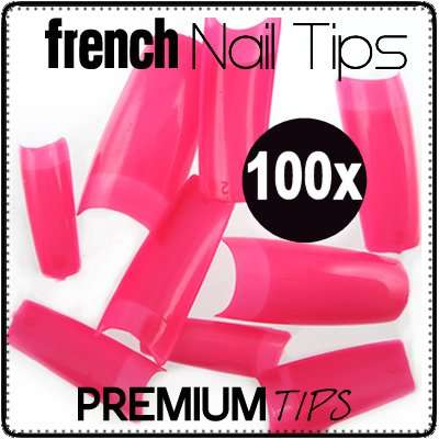 *CRAZY NAILS SALE!!! 100x Hot Pink Nails Gel Acrylic French Tips