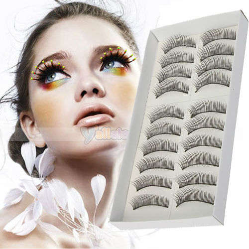 10 x Pairs Soft Natural Eyelashes Extensions with glue