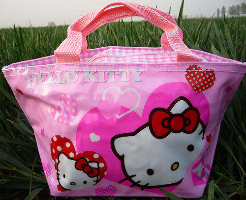 Pretty Hello Kitty Zipper Handbag with Shoulder straps