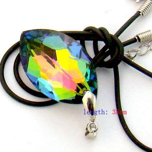 * Stunning Spark Rainbow Oval Crystal Pendant Necklace *