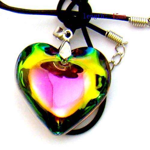 * Sparkling Rainbow Heart Crystal Pendant Necklace *