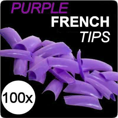 100x Purple Nail Gel Acrylic French Art Tips