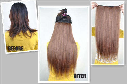 Hot!! 5 Clips on Long Wavy Hair Extension in Brown #2