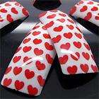 Hot!! 70x Red Hearts Nails Gel Acrylic French Tips