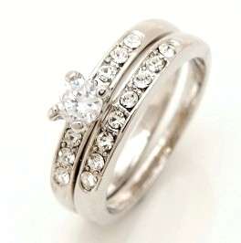 Gorgeous!! * 10k White Gold White Sapphire Wedding Ring Size 10 / T *