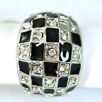 * Fancy Black CZ Inlay Ring  Size 9 / R *