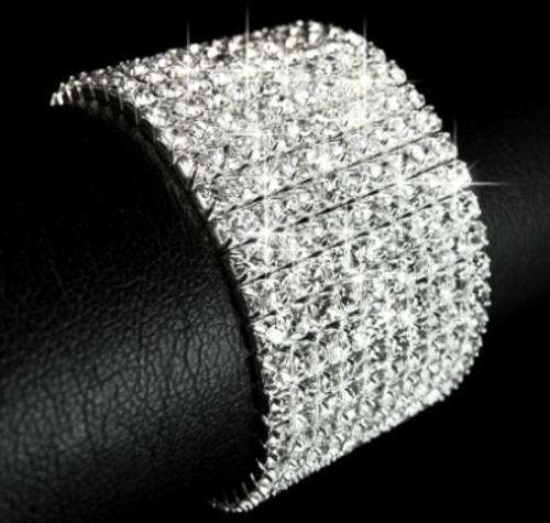 Stunning!! * Evening Prom 10 Row Crystal Diamante Bracelet *