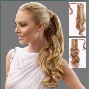 Hot!! Clip on Long Wavy Ponytail Hair Extension Golden Blond #27